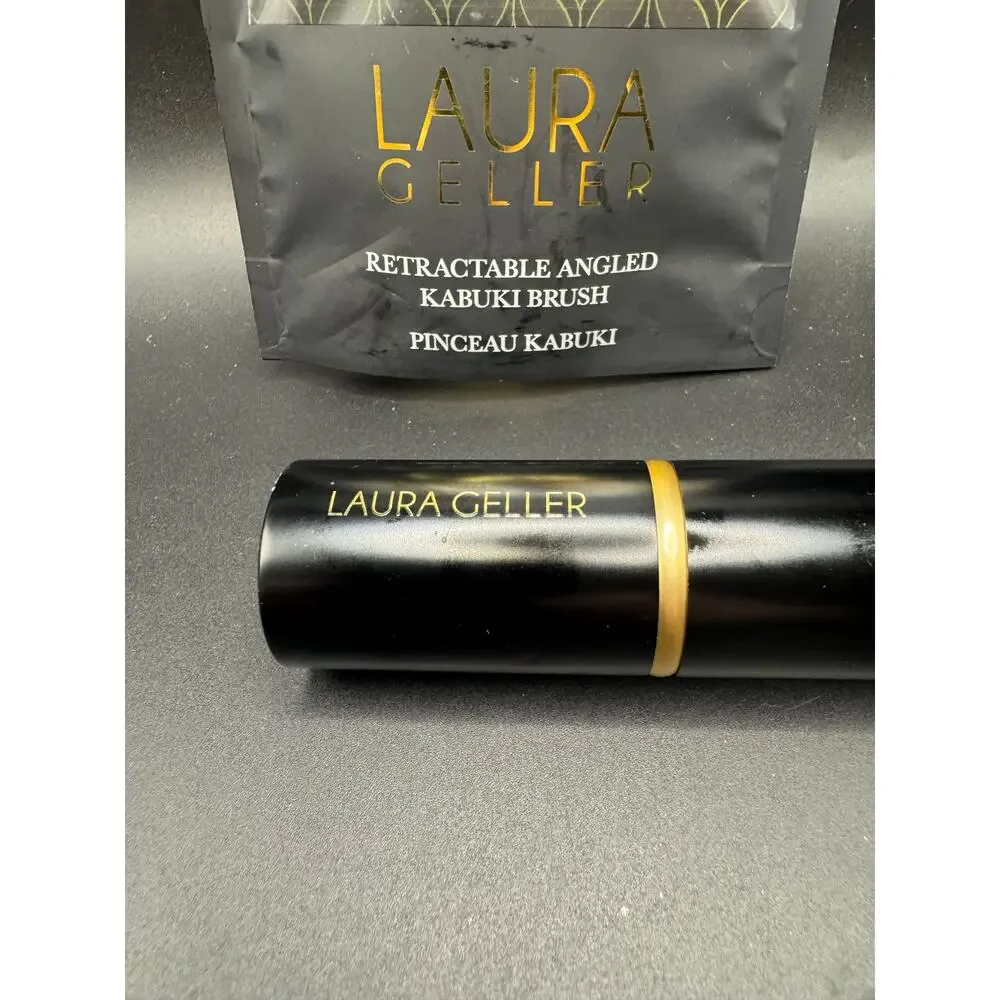 Laura Geller New York Retractable Angled Kabuki Brush Black & Gold New with Box